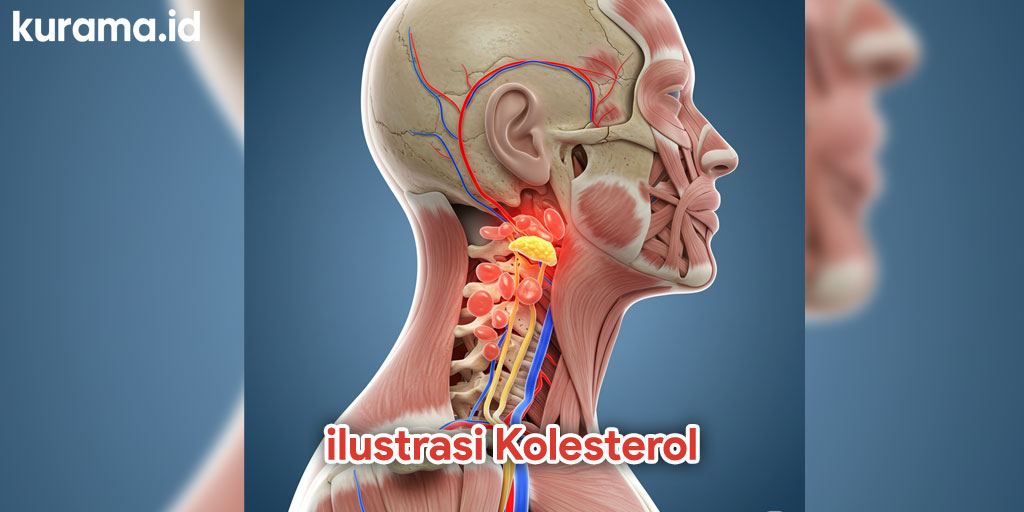 ilustrasi kolesterol tinggi di bagian leher yang berbahaya