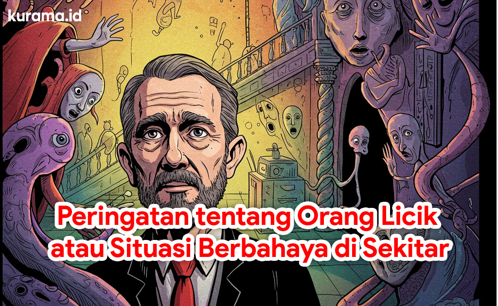 ilustrasi orang licik dan lingkungan sekitar yang berbahaya